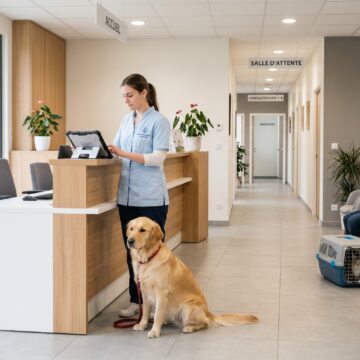 Une Assistante vétérinaire ou une auxiliaire spécialisée vétérinaire à l'oeuvre